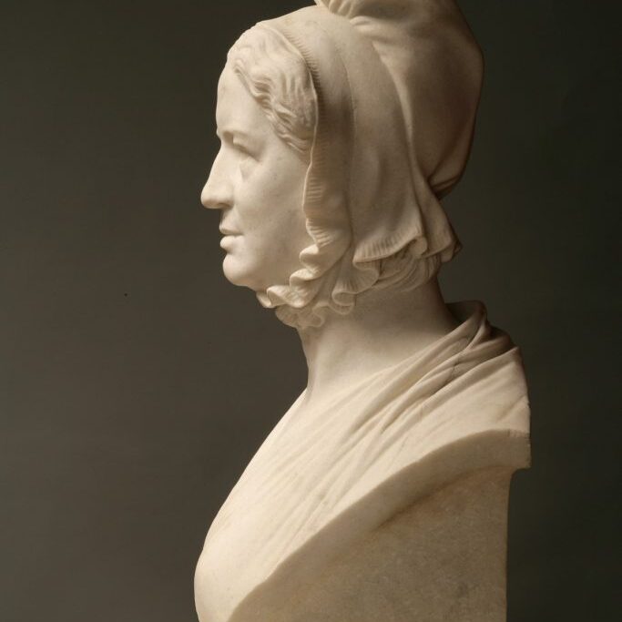 Above: Marble bust of Amelia Opie by the French sculptor David D’Angers, whom she met in Paris in 1829. The bust was acquired by Norwich Castle Museum in 2008.